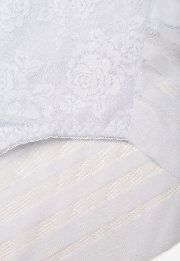 Renee - Białe Siateczkowe Majtki Figi High Waist z Koronkowymi Zdobieniami Heylih. Stan: podwyższony. Kolor: biały. Materiał: koronka. Wzór: aplikacja