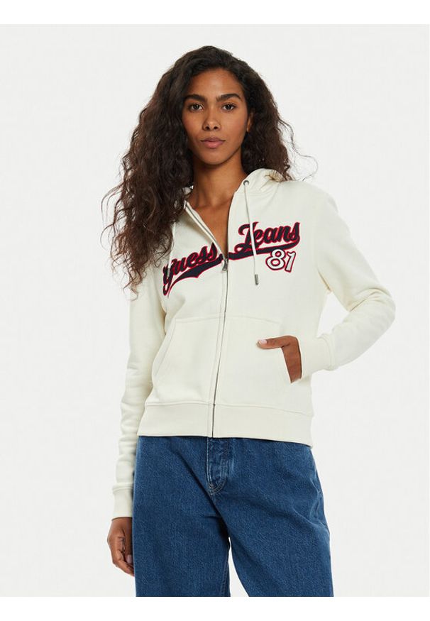 Guess Jeans Bluza W4BQ03 KC811 Écru Regular Fit. Materiał: bawełna