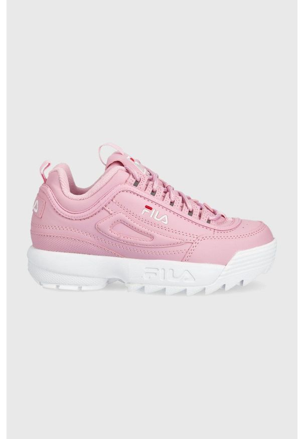 Fila sneakersy dziecięce kolor różowy. Nosek buta: okrągły. Zapięcie: sznurówki. Kolor: różowy. Materiał: guma. Obcas: na platformie