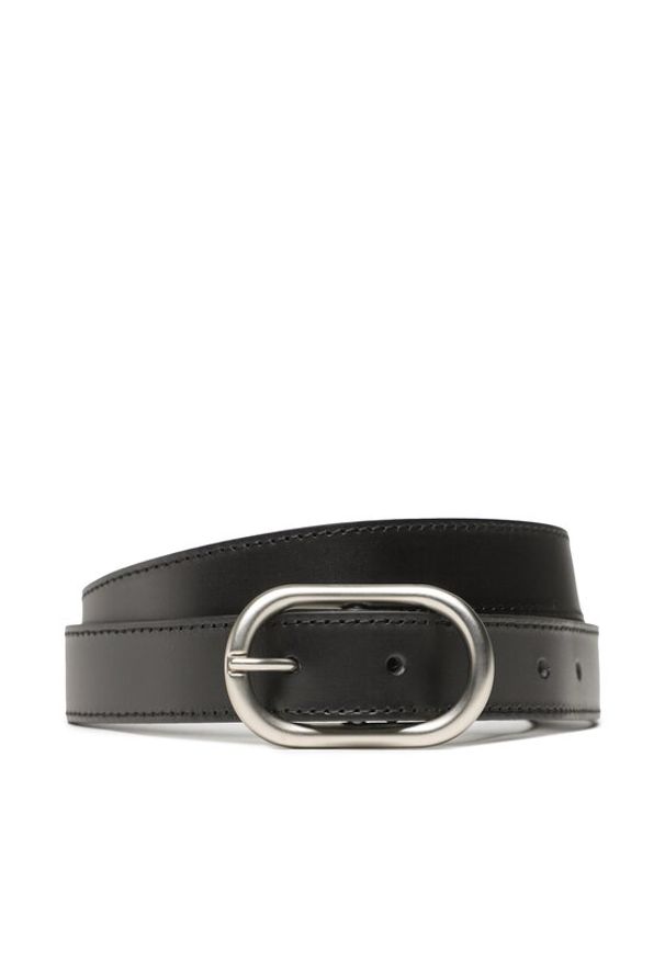 Calvin Klein Jeans Pasek Damski Logo Rpund Classic Lthr Belt25mm K60K610709 Czarny. Kolor: czarny. Materiał: skóra