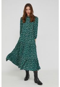 Answear Lab sukienka kolor zielony maxi rozkloszowana. Kolor: zielony. Materiał: tkanina. Styl: wakacyjny. Długość: maxi #2