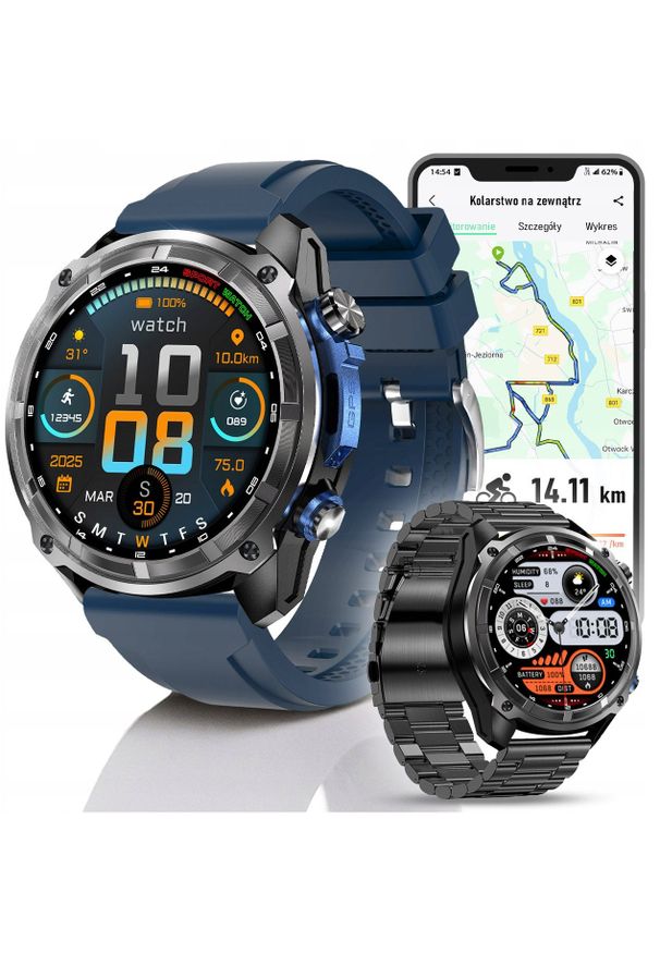 JG Smart - Smartwatch Męski - Zegarek Menu PL GPS Amoled Dyktafon Wodoodpony - 860mAh. Rodzaj zegarka: smartwatch