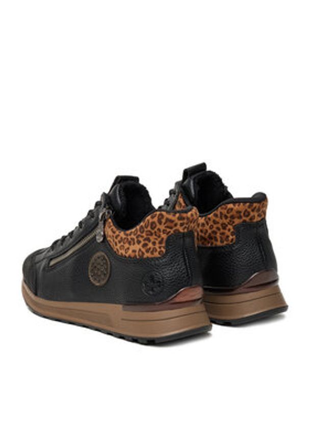 Rieker Sneakersy N1457-00 Czarny. Kolor: czarny. Materiał: materiał, skóra