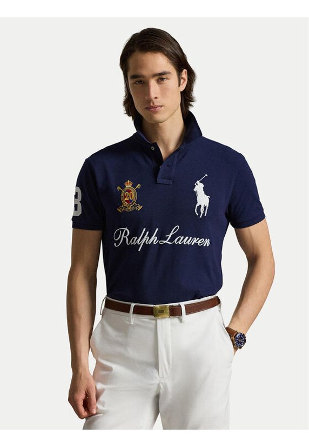 Polo Ralph Lauren Polo 710P07311001 Granatowy Custom Slim Fit. Typ kołnierza: polo. Kolor: niebieski. Materiał: bawełna