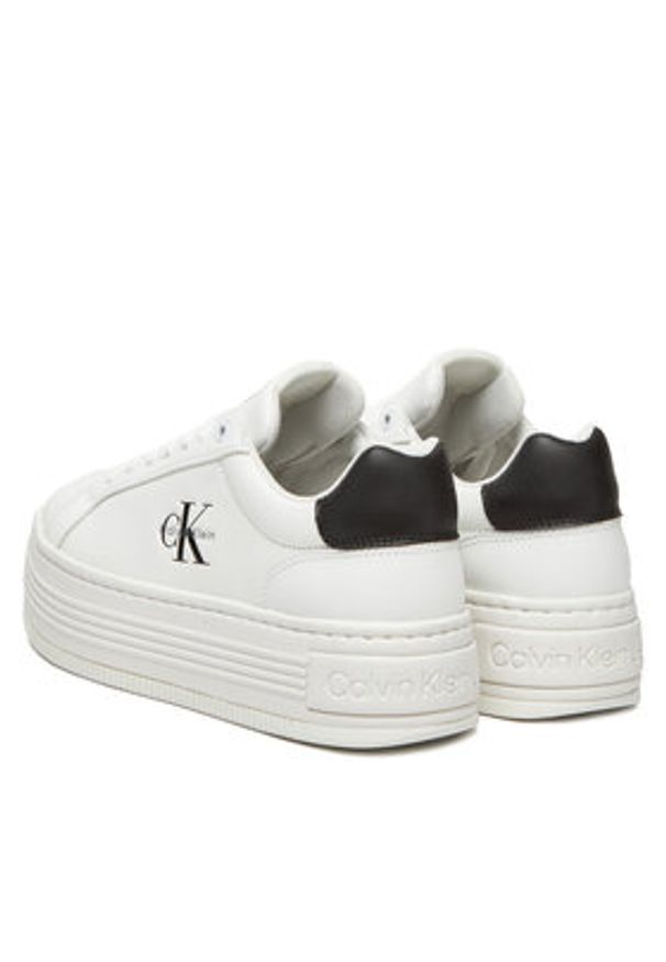 Calvin Klein Jeans Sneakersy Bold Flatf Low Lace Lth YW0YW01878 Biały. Kolor: biały. Materiał: skóra