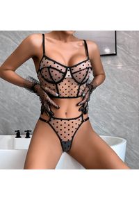 Intica - Komplet bielizny z usztywnianym biustonoszem i figami w kropki Ailish. Kolor: czarny. Materiał: materiał. Wzór: kropki #2