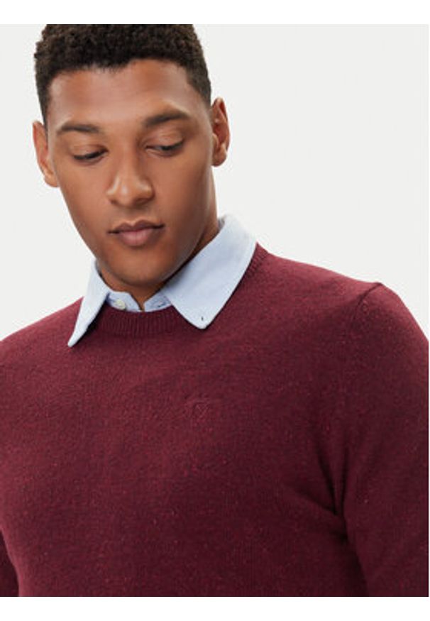 Barbour Sweter Essential Tisbury MKN0844RE56 Bordowy Regular Fit. Kolor: czerwony. Materiał: wełna