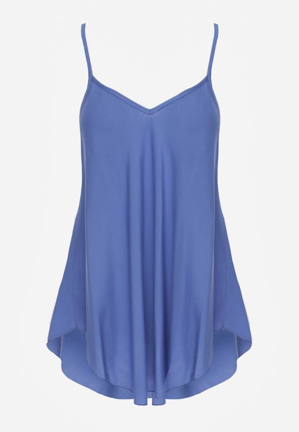 Renee - Niebieski Top z Bawełny Rozszerzany u Dołu na Ramiączkach Ralorea. Okazja: na co dzień. Kolor: niebieski. Materiał: bawełna. Długość rękawa: na ramiączkach. Styl: casual