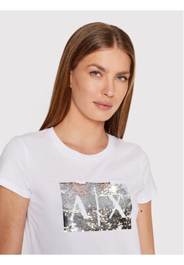 Armani Exchange T-Shirt 8NYTDL YJ73Z 6110 Biały Slim Fit. Kolor: biały. Materiał: bawełna
