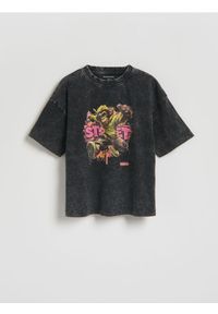 Reserved - T-shirt z nadrukiem - czarny. Kolor: czarny. Materiał: bawełna, dzianina. Wzór: nadruk #1