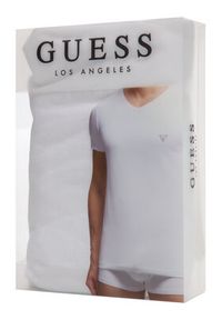 Guess T-Shirt U97M01 JR003 Biały Slim Fit. Kolor: biały. Materiał: bawełna