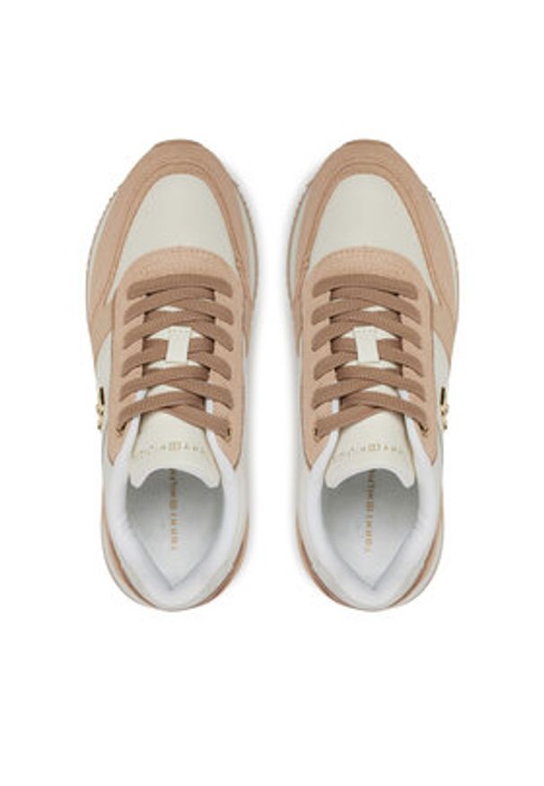 TOMMY HILFIGER - Tommy Hilfiger Sneakersy Th Fashion Runner FW0FW08475 Beżowy. Kolor: beżowy. Materiał: skóra