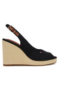 TOMMY HILFIGER - Tommy Hilfiger Espadryle Flag High Wedge Espad Slingback FW0FW08597 Czarny. Kolor: czarny. Materiał: materiał