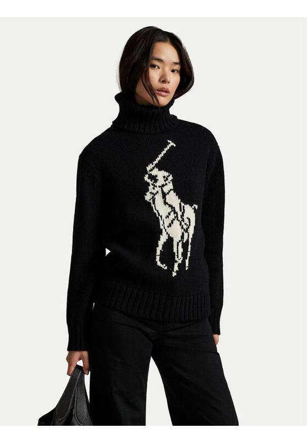 Polo Ralph Lauren Golf 211978329002 Czarny Relaxed Fit. Typ kołnierza: golf, polo. Kolor: czarny. Materiał: wełna