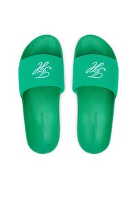 TOMMY HILFIGER - Tommy Hilfiger Klapki Th Script Pool Slide FW0FW09286 Zielony. Kolor: zielony. Materiał: materiał #3