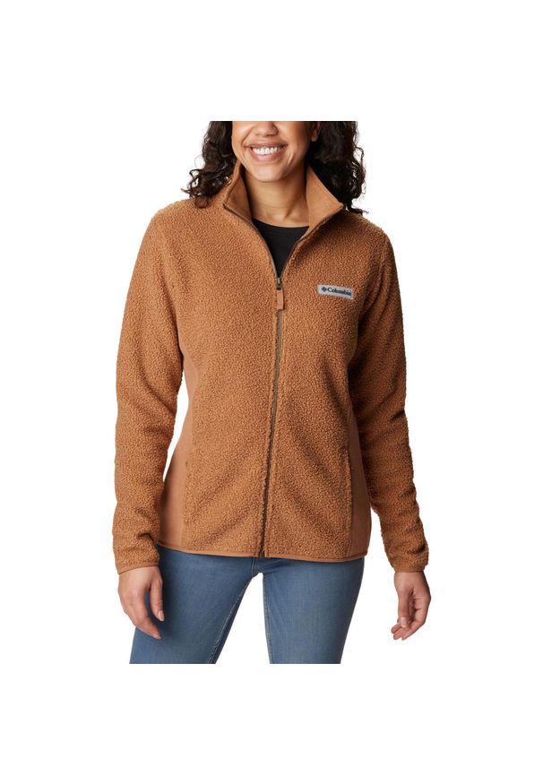 columbia - Damski sweter polarowy Columbia Panorama Full Zip. Typ kołnierza: polo. Kolor: brązowy. Materiał: polar. Sport: turystyka piesza