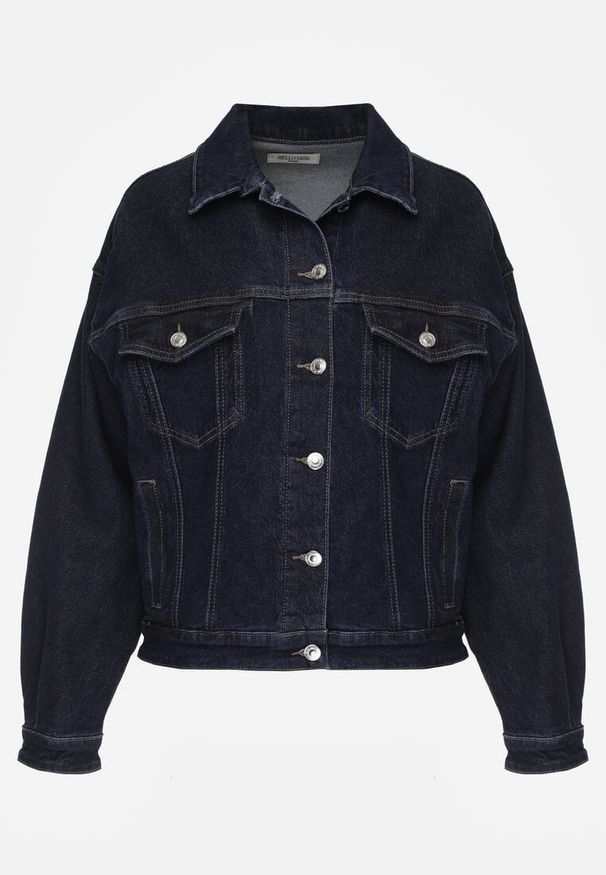 Renee - Granatowa Oversizowa Kurtka Jeansowa z Bawełną Vimaloras. Kolor: niebieski. Materiał: bawełna, jeans