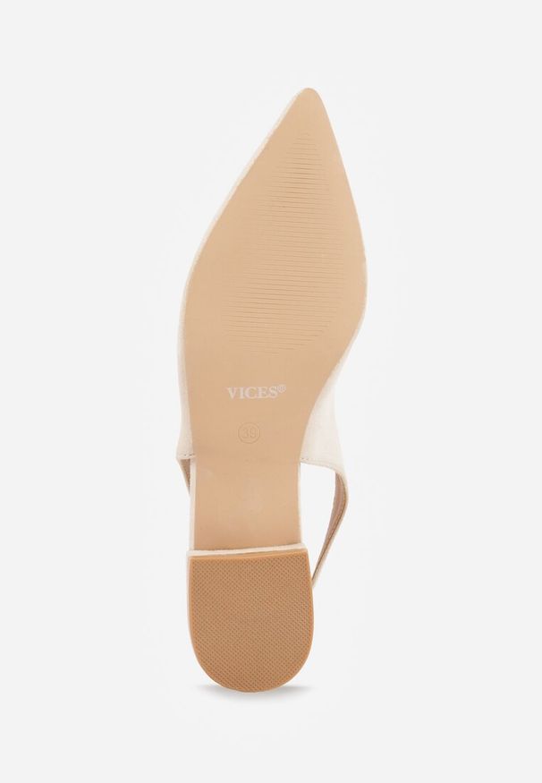 Renee - Beżowe Sandały Slingback Vices z Wkładką ze Skóry Naturalnej Annisae. Okazja: na spotkanie biznesowe. Zapięcie: sprzączka. Kolor: beżowy. Materiał: skóra. Obcas: na obcasie. Styl: elegancki, klasyczny, biznesowy. Wysokość obcasa: niski