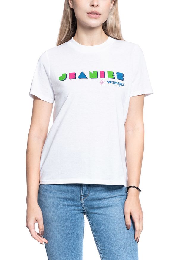 Wrangler - T-SHIRT DAMSKI WRANGLER HIGH RIB REGULAR TEE WHITE W7N9EVX12 112131988