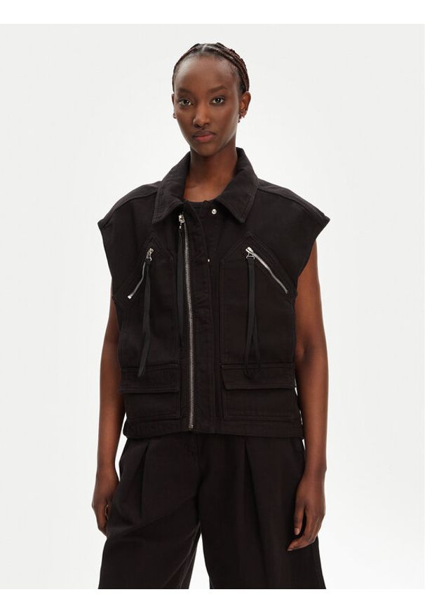 Pinko - PINKO Kamizelka Gerard Gilet 105237 A2M8 Czarny Regular Fit. Kolor: czarny. Materiał: bawełna