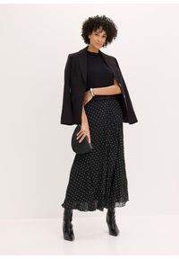 bonprix - Spódnica z szyfonu z efektem kreszowania. Kolor: czarny. Materiał: szyfon. Styl: elegancki #3