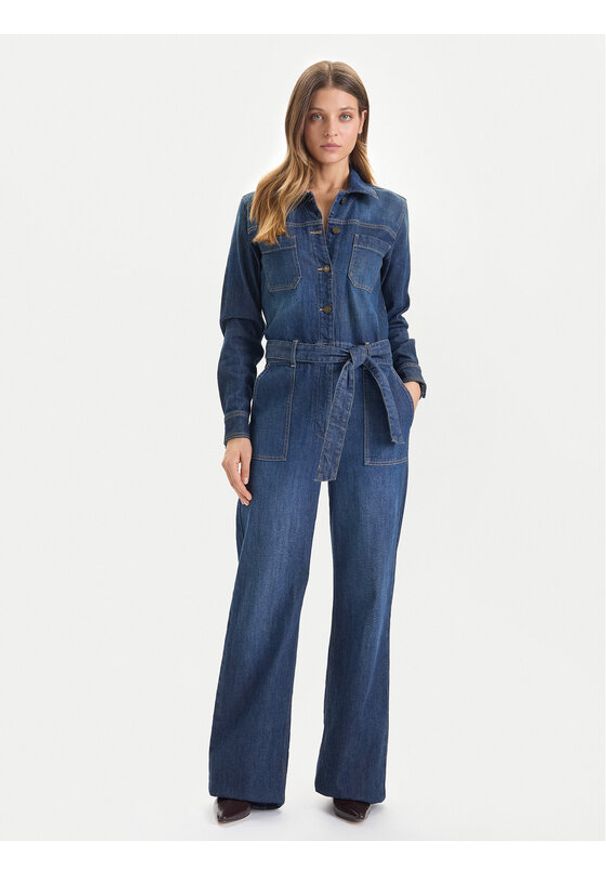 Guess Jeans Kombinezon W5BD97 D0026 Granatowy Wide Leg. Kolor: niebieski. Materiał: bawełna