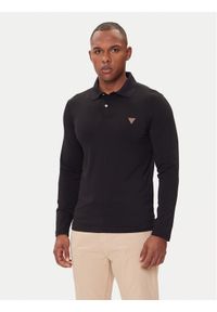 Guess Polo M5BP36 J1314 Czarny Slim Fit. Typ kołnierza: polo. Kolor: czarny. Materiał: bawełna