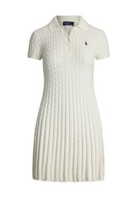 Polo Ralph Lauren Sukienka dzianinowa 211966310002 Biały Regular Fit. Typ kołnierza: polo. Kolor: biały. Materiał: bawełna #4