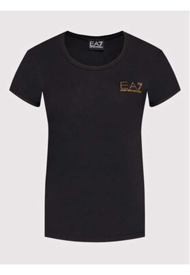 EA7 Emporio Armani T-Shirt 8NTT65 TJDQZ 1200 Czarny Slim Fit. Kolor: czarny. Materiał: bawełna