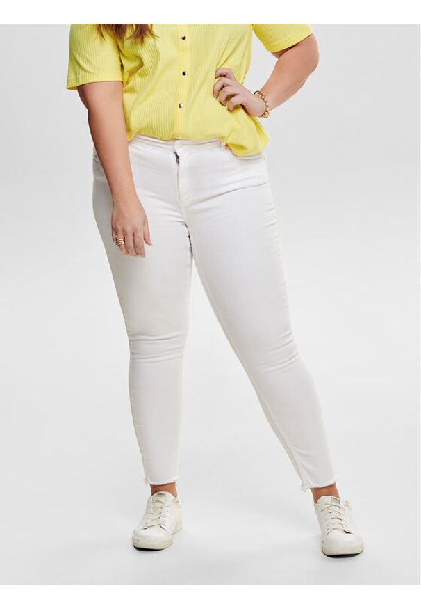 ONLY Carmakoma Jeansy Willy 15176825 Biały Skinny Fit. Kolor: biały