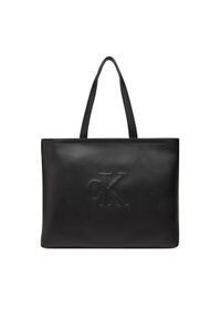 Calvin Klein Jeans Torebka Sculpted Slim Tote LV04K3070G Czarny. Kolor: czarny. Materiał: skórzane