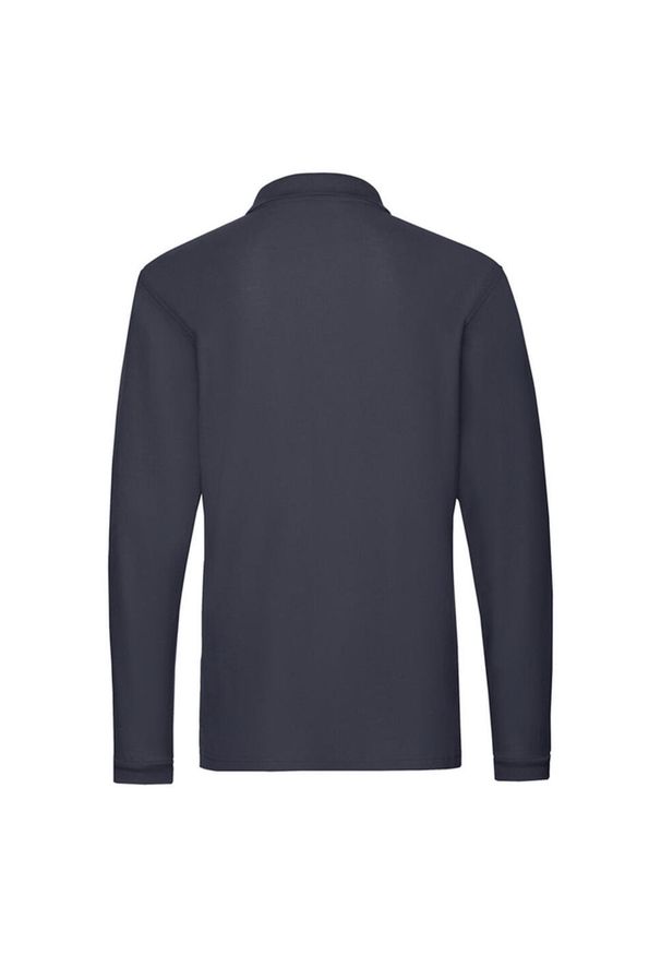 FRUIT OF THE LOOM - Męska Koszulka Polo Premium Z Długim Rękawem. Typ kołnierza: polo. Kolor: niebieski. Długość rękawa: długi rękaw. Długość: długie
