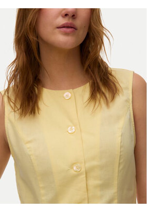 Vero Moda Kamizelka Selma 10345675 Żółty Regular Fit. Kolor: żółty. Materiał: bawełna