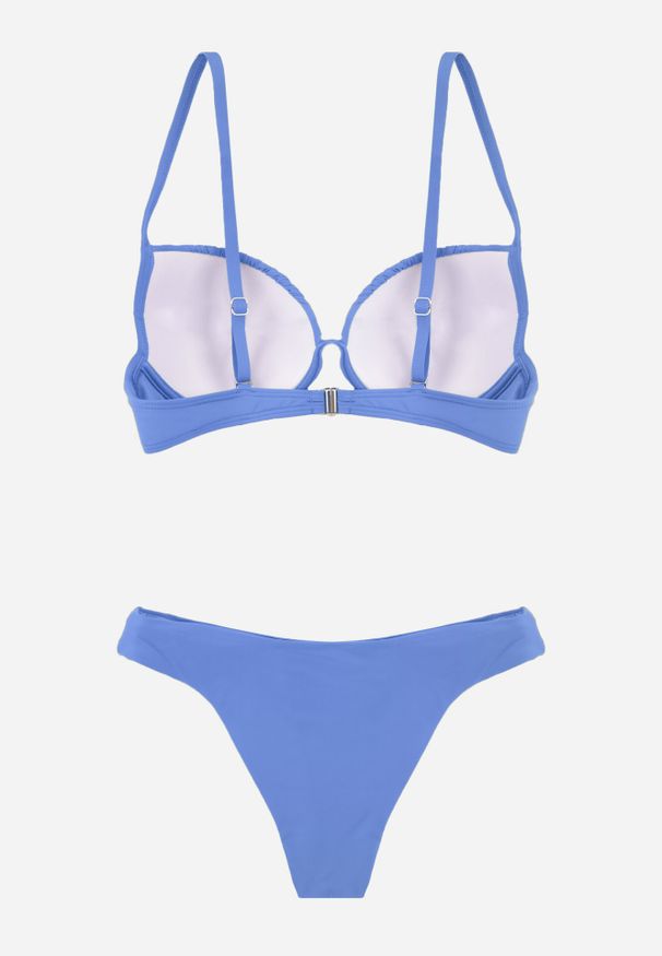 Born2be - Niebieskie Bikini Marszczony Biustonosz i Klasyczne Majtki Figi Mhyrera. Kolekcja: plus size. Kolor: niebieski
