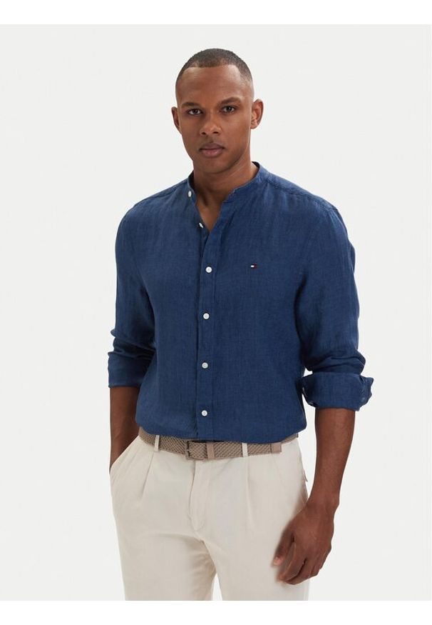 TOMMY HILFIGER - Tommy Hilfiger Koszula MW0MW39271 Niebieski Slim Fit. Kolor: niebieski. Materiał: len