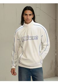 Sinsay - Bluza z nadrukiem i kontrastową lamówką - kremowy. Kolor: kremowy. Wzór: nadruk #1