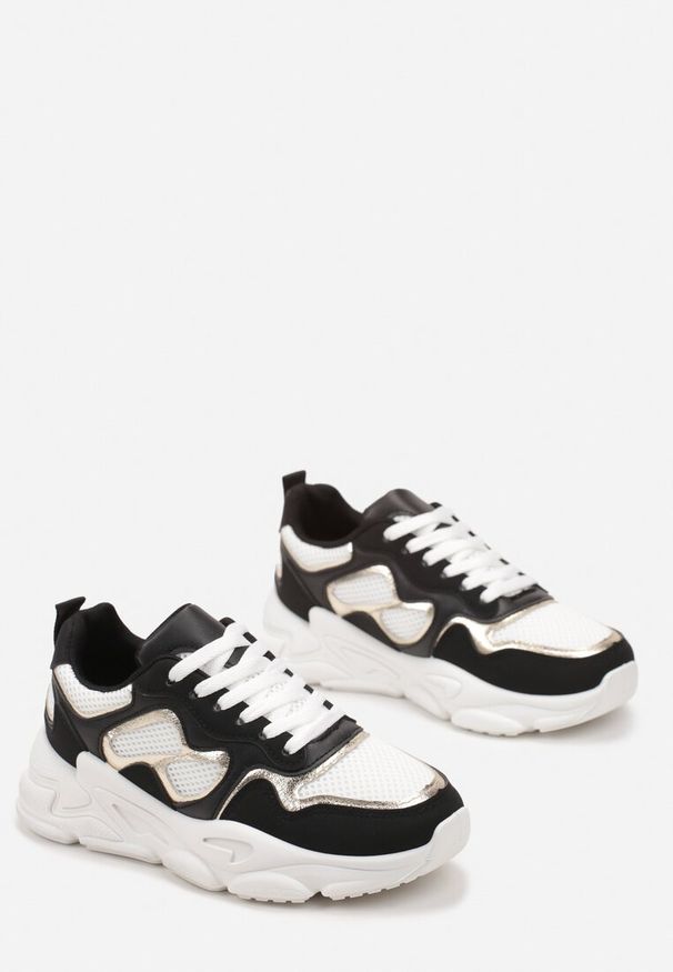 Renee - Czarne Sneakersy przed Kostkę na Grubej Podeszwie Lefia. Wysokość cholewki: przed kostkę. Kolor: czarny