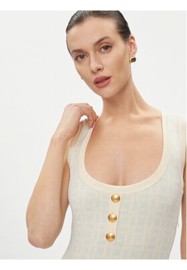 Elisabetta Franchi Sukienka dzianinowa AM-55Z-41E2-V460 Niebieski Slim Fit. Kolor: niebieski. Materiał: wiskoza