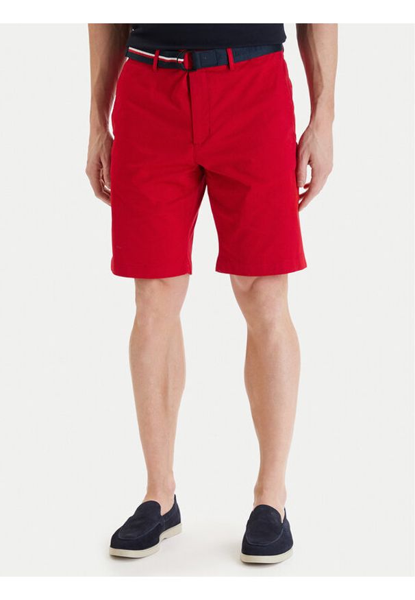 TOMMY HILFIGER - Tommy Hilfiger Szorty materiałowe Denton MW0MW42349 Czerwony Slim Fit. Kolor: czerwony. Materiał: bawełna