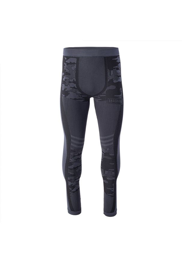 Spodnie termoaktywne Magnum Camo Bottom, męskie - szare, Rozmiar XXL. Kolor: szary. Materiał: elastan, włókno, poliamid, syntetyk, materiał, skóra