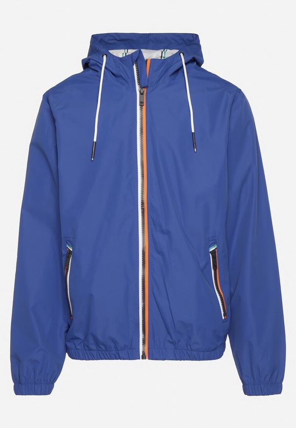 Born2be - Niebieska Kurtka Wiatrówka z Kapturem i Kieszeniami Maeven. Typ kołnierza: kaptur. Kolor: niebieski