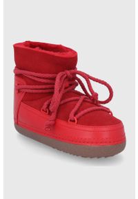 Inuikii Śniegowce kolor czerwony. Nosek buta: okrągły. Zapięcie: sznurówki. Kolor: czerwony. Materiał: guma, wełna #5