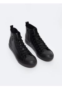 Big-Star - Trampki męskie wysokie ze skóry ekologicznej czarne MM174012 906. Kolor: czarny. Materiał: skóra ekologiczna. Szerokość cholewki: normalna #4