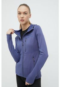 Marmot bluza sportowa Preon damska kolor granatowy z kapturem gładka. Typ kołnierza: kaptur. Kolor: niebieski. Materiał: polar, skóra, materiał, włókno. Wzór: gładki. Styl: sportowy