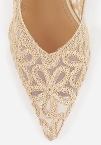 Born2be - Beżowe Siateczkowe Szpilki VICES z Odkrytą Piętą Kwiatami i Cekinami Carillyss. Okazja: na co dzień. Zapięcie: pasek. Kolor: beżowy. Wzór: kwiaty. Obcas: na szpilce. Styl: boho, casual, klasyczny, elegancki. Wysokość obcasa: wysoki #7