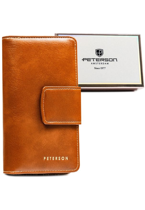 Portfel damski Peterson PTN 008-HF brązowy. Kolor: brązowy. Materiał: skóra ekologiczna