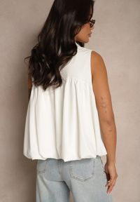 Renee - Biała Bluza Oversize z Kołnierzykiem o Rozkloszowanym Kroju Erivelle. Okazja: na co dzień. Kolor: biały. Styl: casual #5
