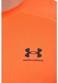 Under Armour t-shirt treningowy kolor pomarańczowy gładki 1361683-001. Kolor: pomarańczowy. Materiał: skóra, materiał. Wzór: gładki #5