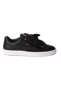 Puma - PUMA Basket Heart Leather ZLN 0300 — czarne skórzane trampki. Kolor: czerwony, różowy, wielokolorowy, czarny. Materiał: skóra #1