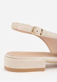 Renee - Beżowe Sandały Slingback Vices z Wkładką ze Skóry Naturalnej Annisae. Okazja: na spotkanie biznesowe. Zapięcie: sprzączka. Kolor: beżowy. Materiał: skóra. Obcas: na obcasie. Styl: biznesowy, elegancki, klasyczny. Wysokość obcasa: niski #4